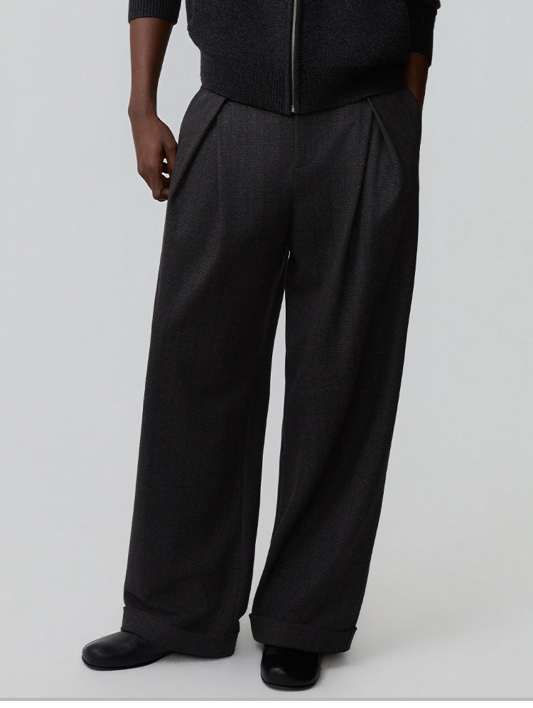 Double-Pleated Waist Casual Pants