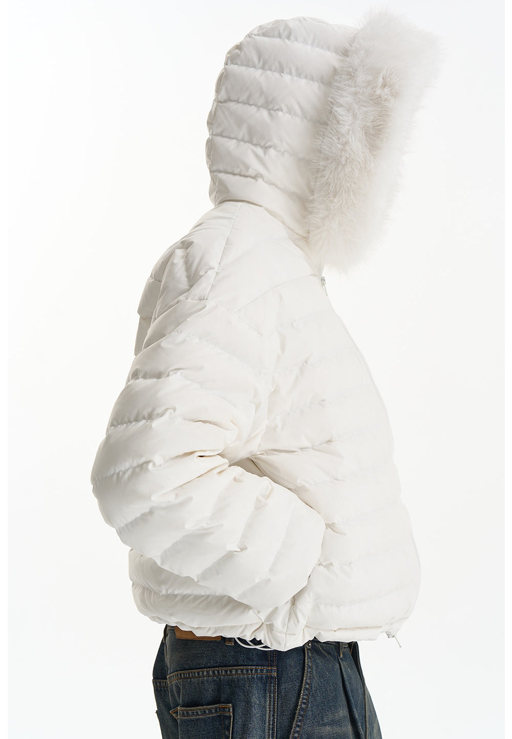 Detachable fur collar down jacket
