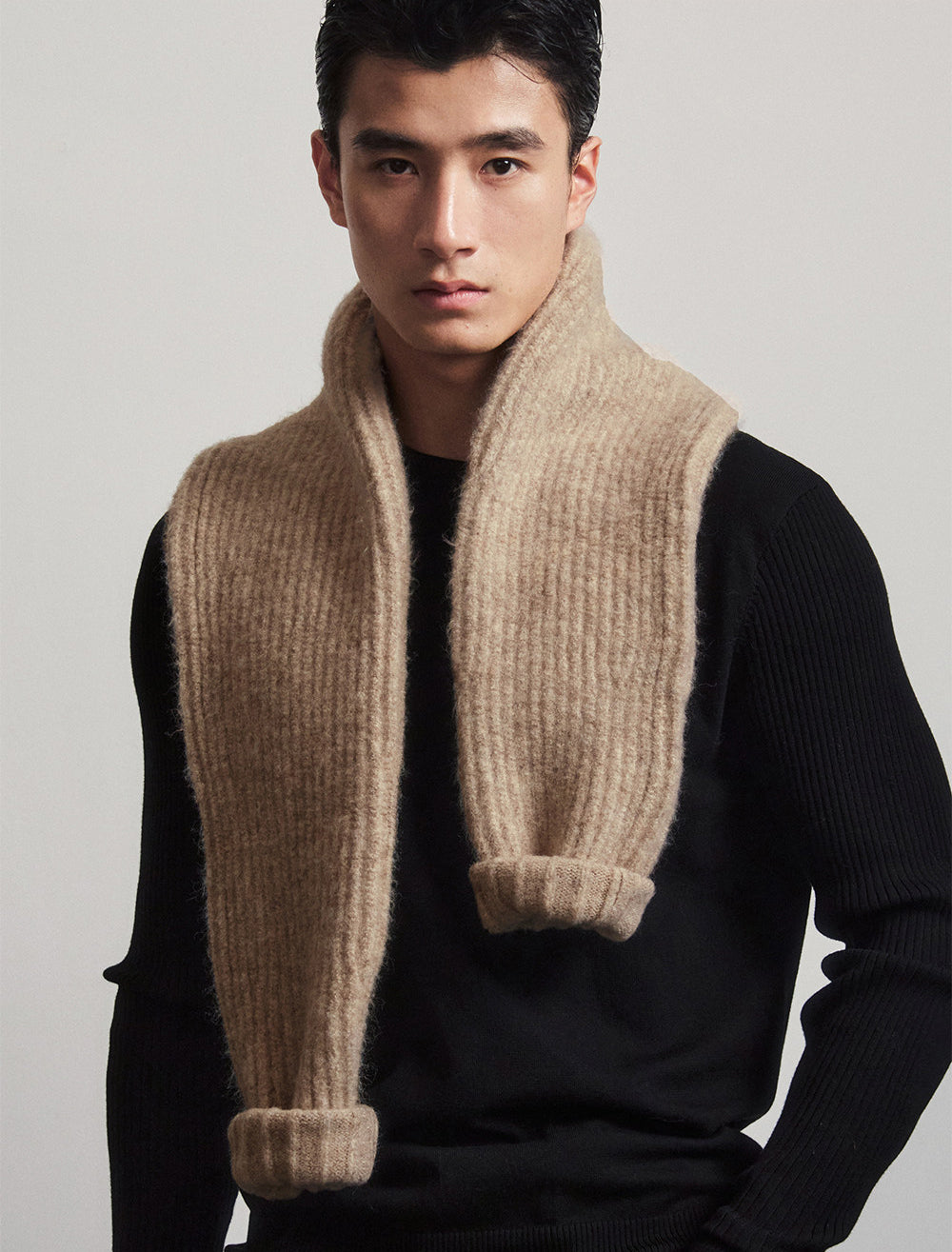 Thick Wool Blend Knit Scarf