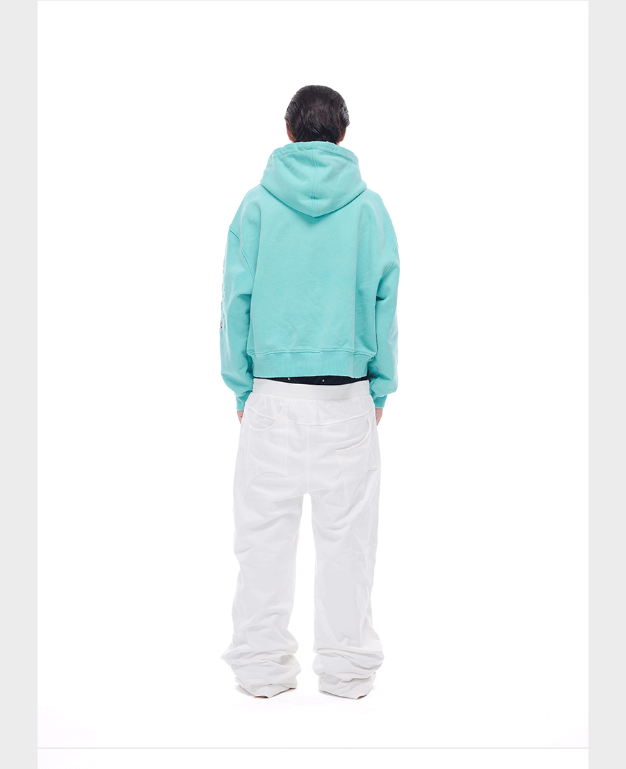 Wash-Damaged Embroidered Hoodie