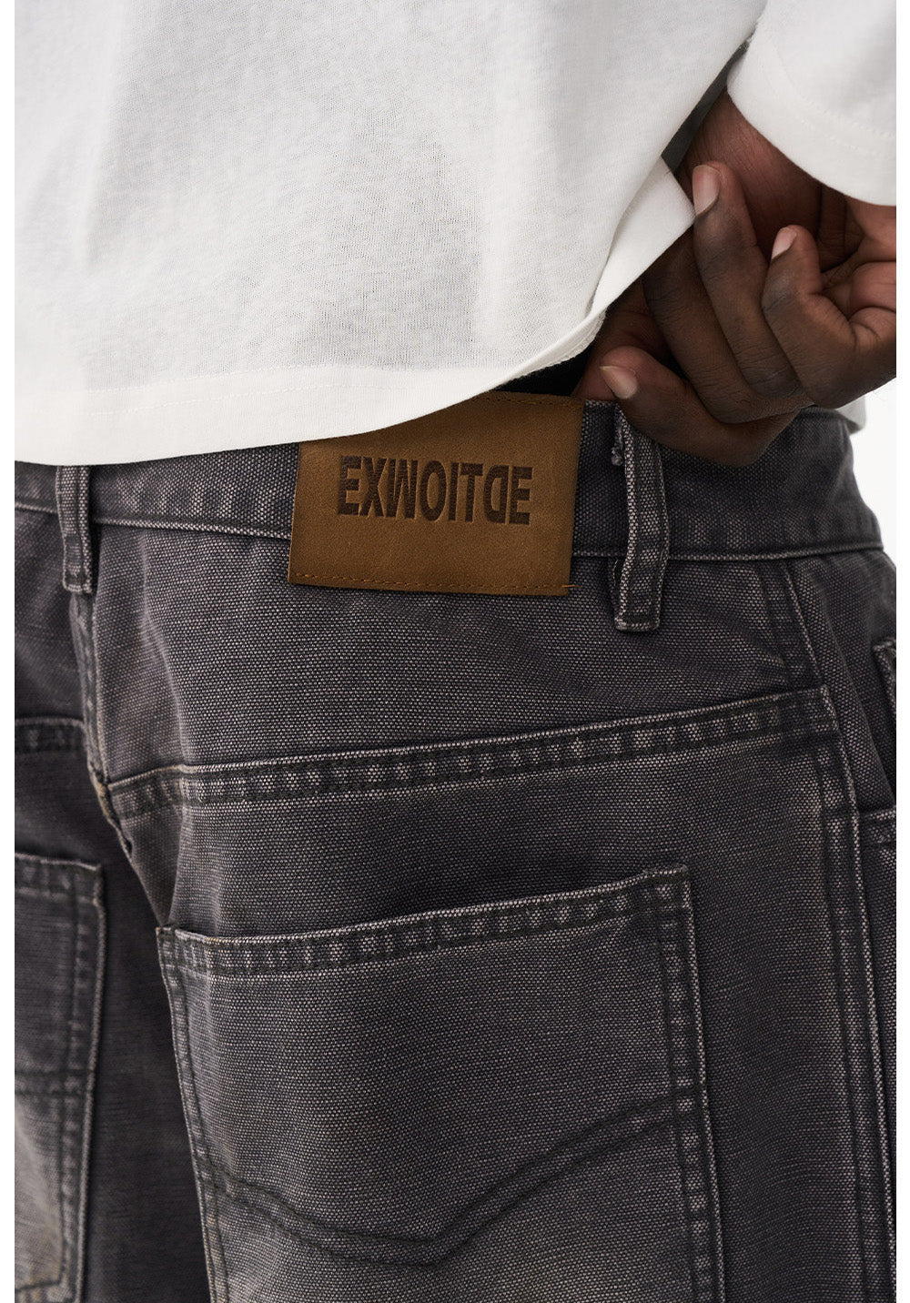 Damage-Washed Denim Shorts