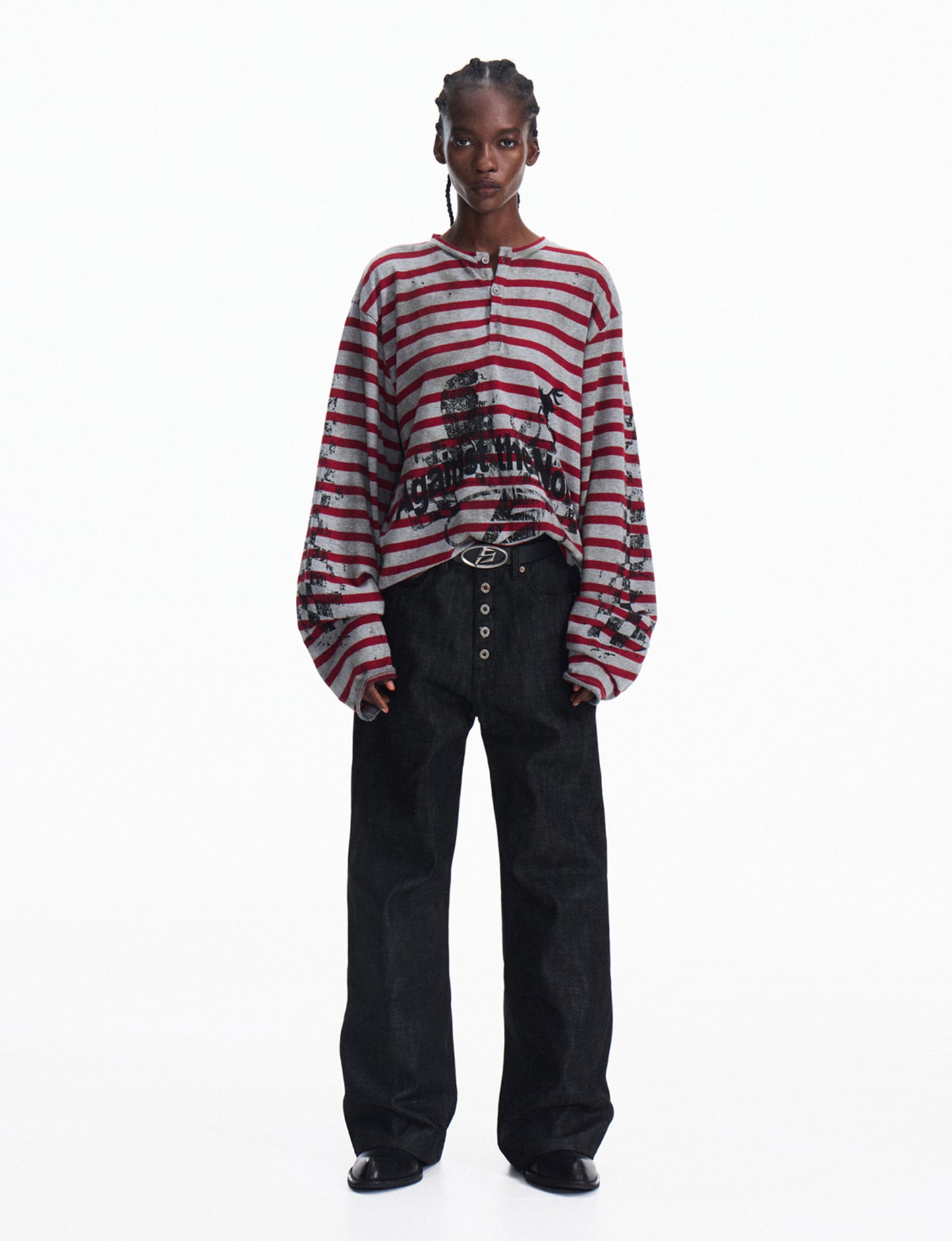 5-Button Raw Denim Pants