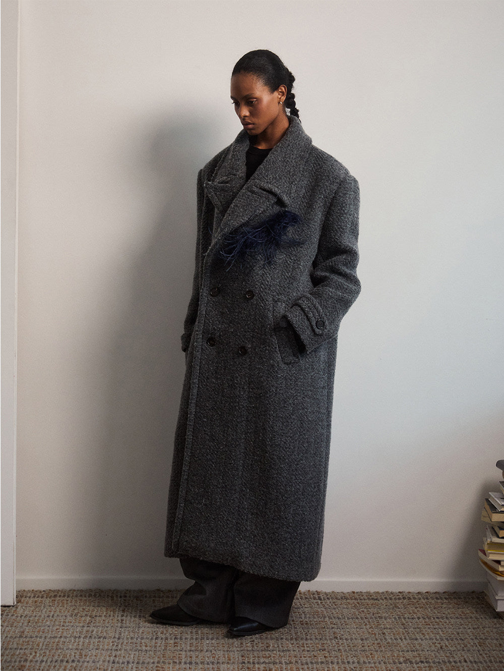 Wide-Shouldered Long Coat