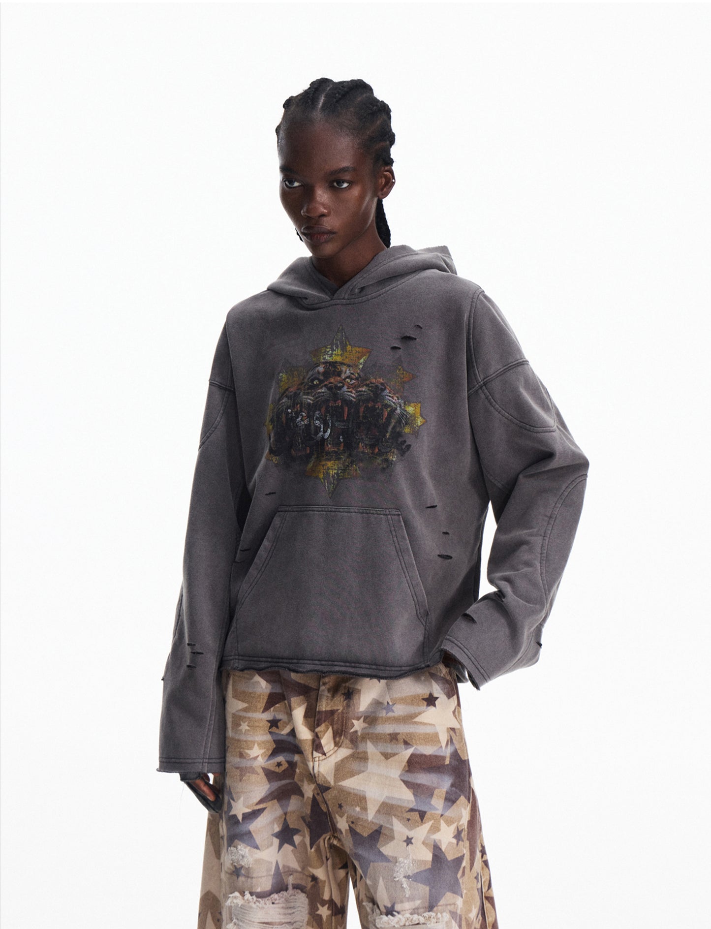 Gradient Gray Hooded Sweatshirt