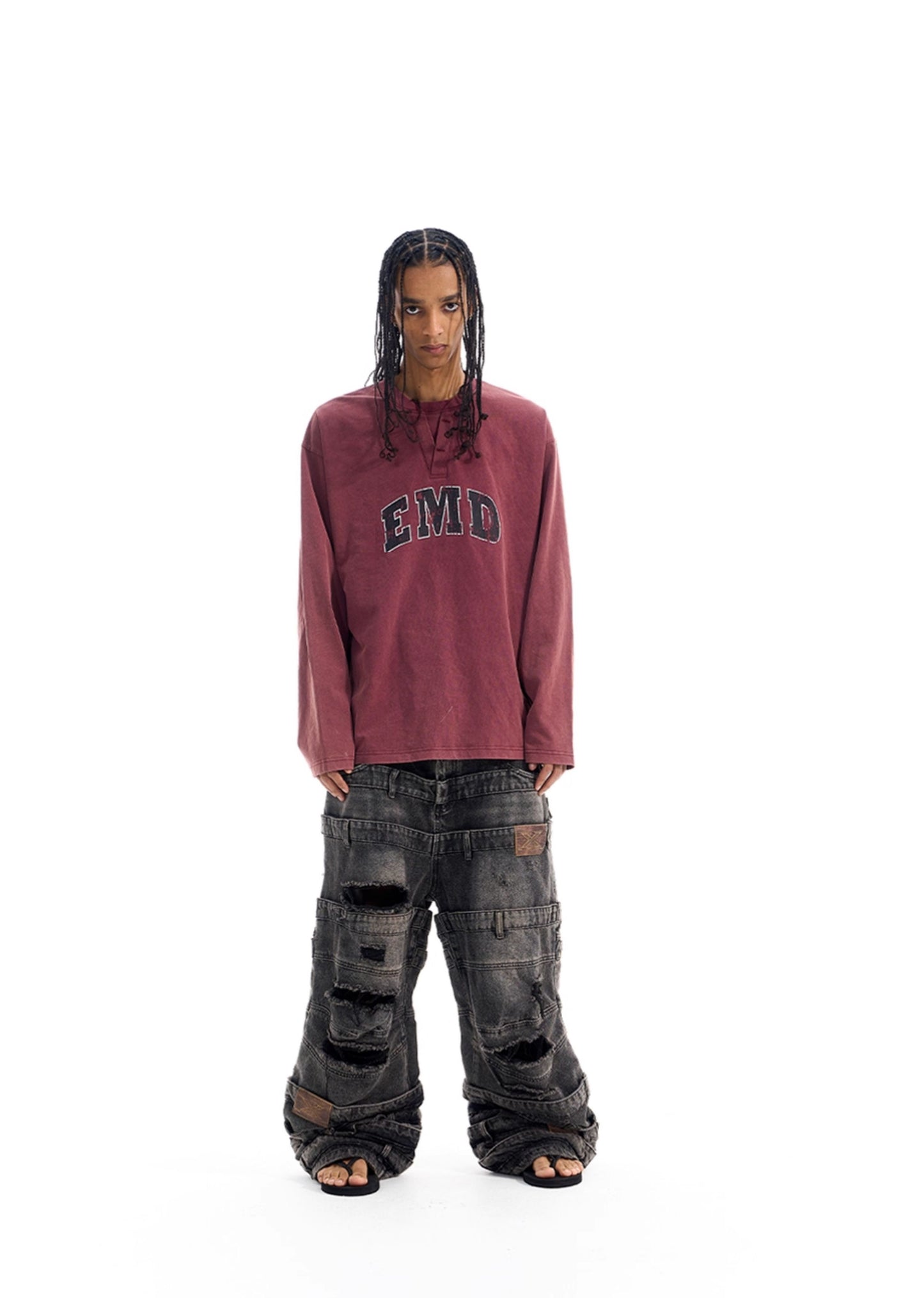 Wash-processed Basic Print T-Shirt