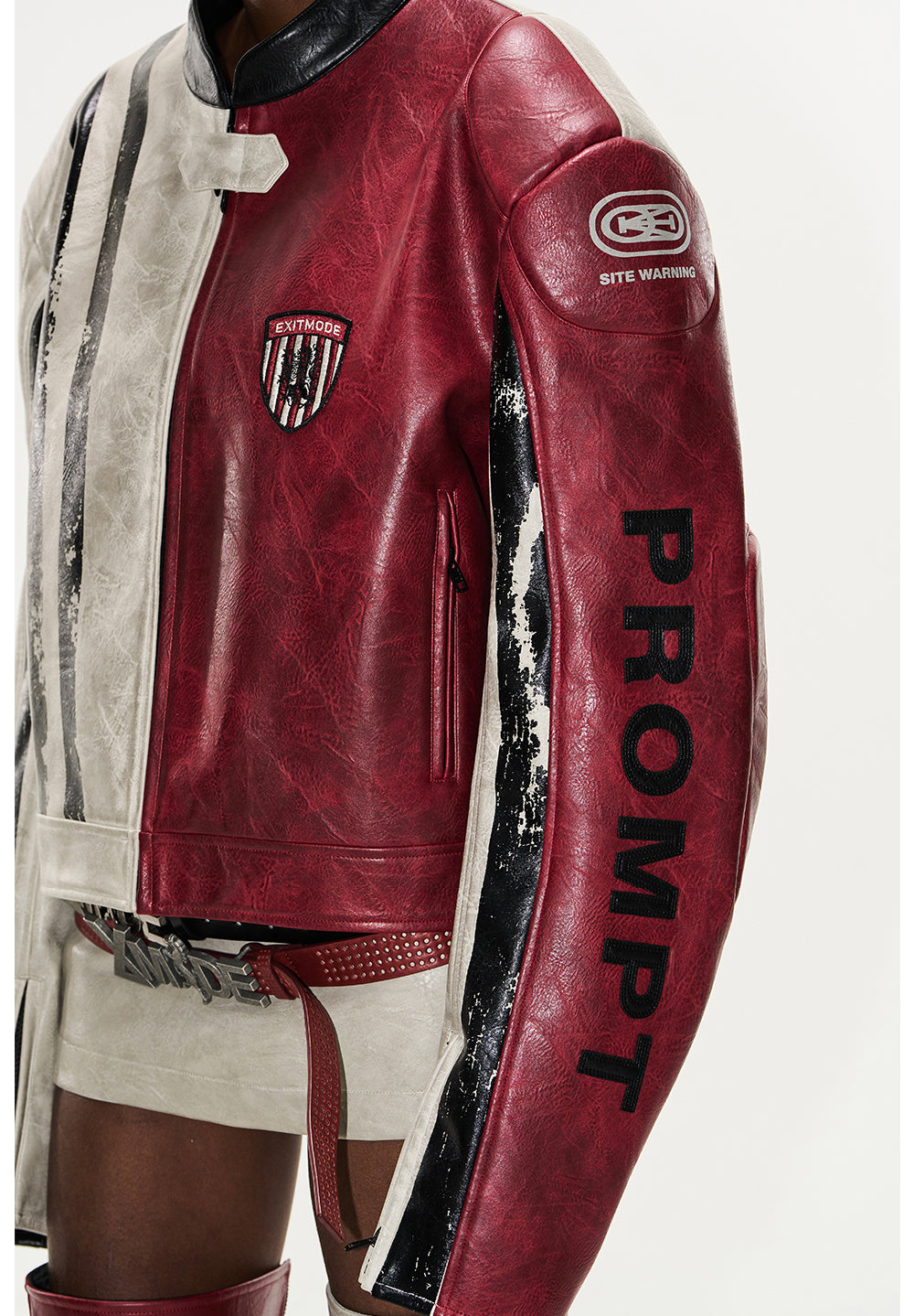 Contrast Sport Leather Jacket