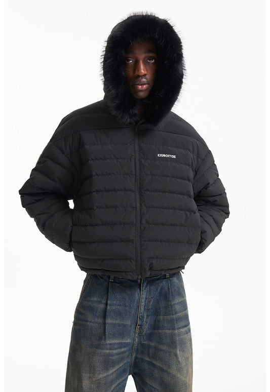 Detachable fur collar down jacket