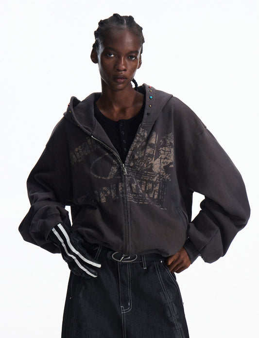 Zip-Up Hooded Sweatshirt