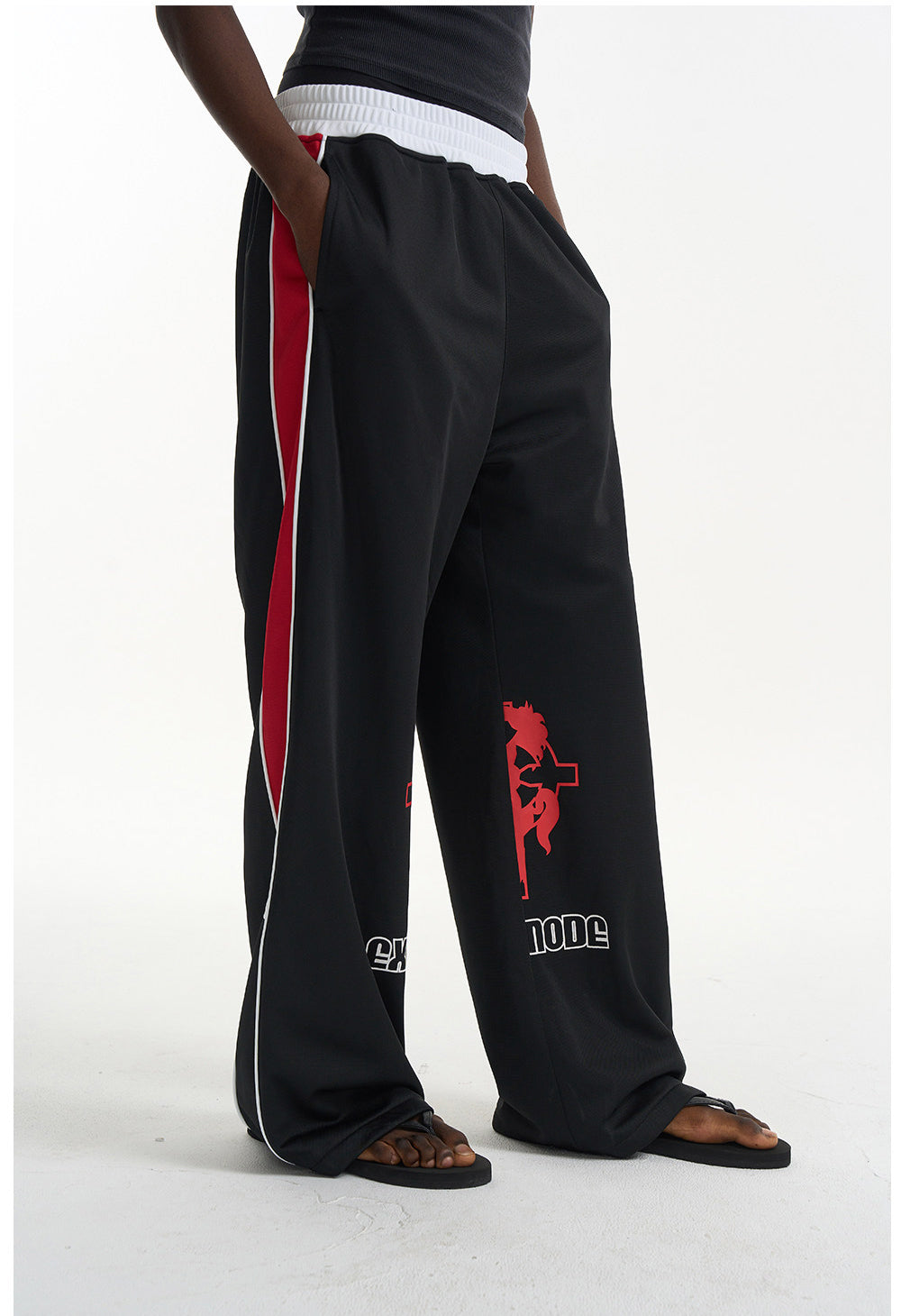 Loose-Fit Sporty Print Casual Pants