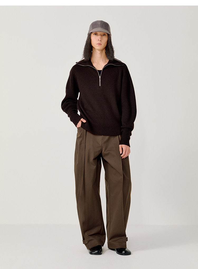Half-Zip Stand Collar Sweater
