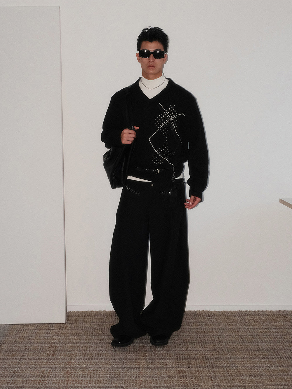 High-Waisted Single-Breasted Casual Pants