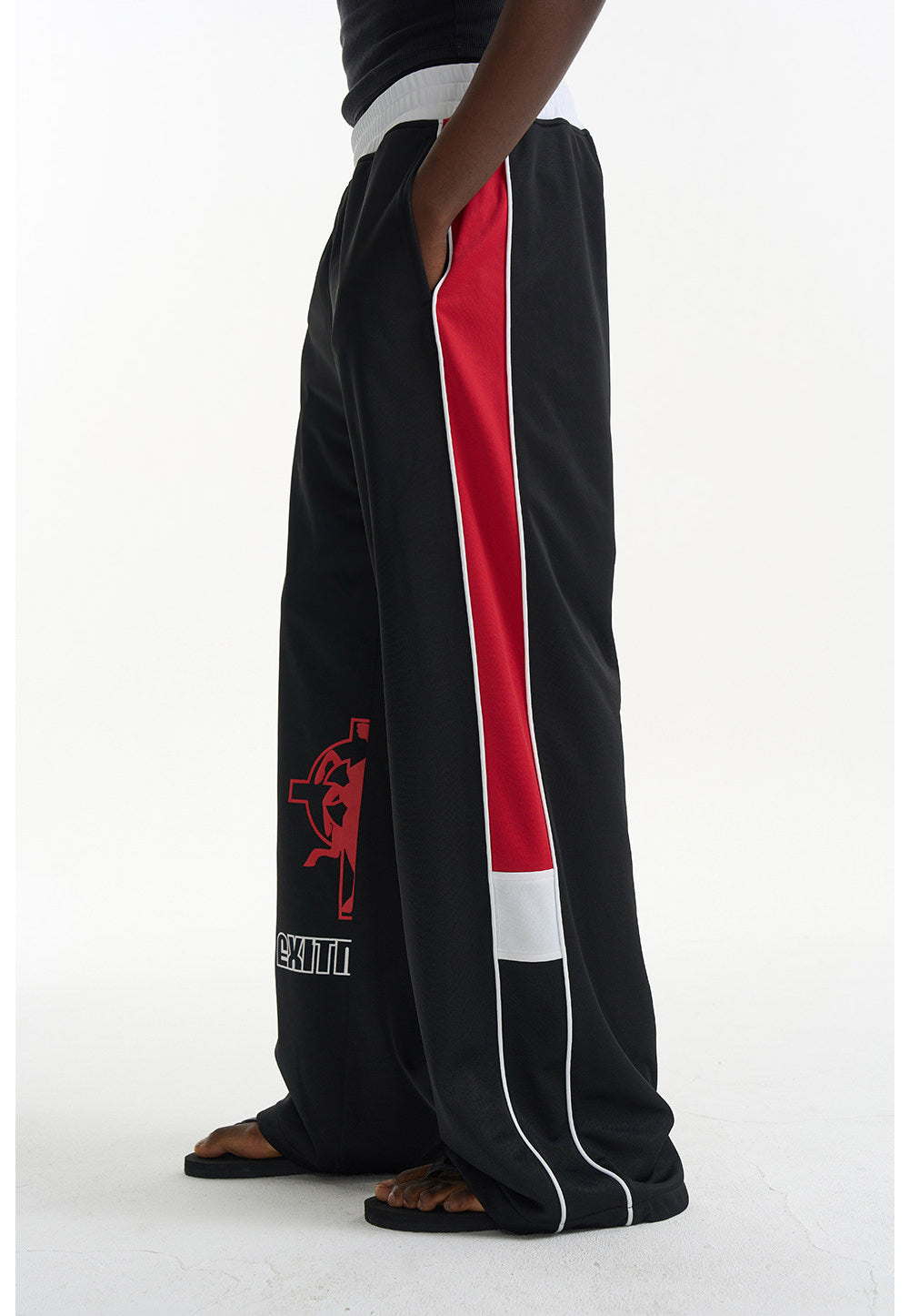 Loose-Fit Sporty Print Casual Pants