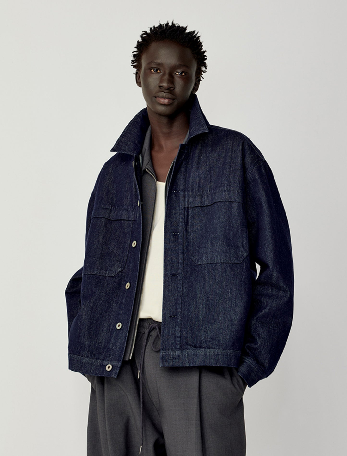 Double patch pocket denim jacket