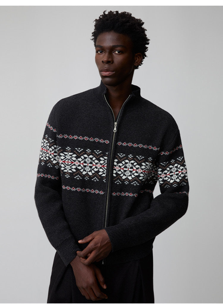 Thick Knit Stand Collar Jacket