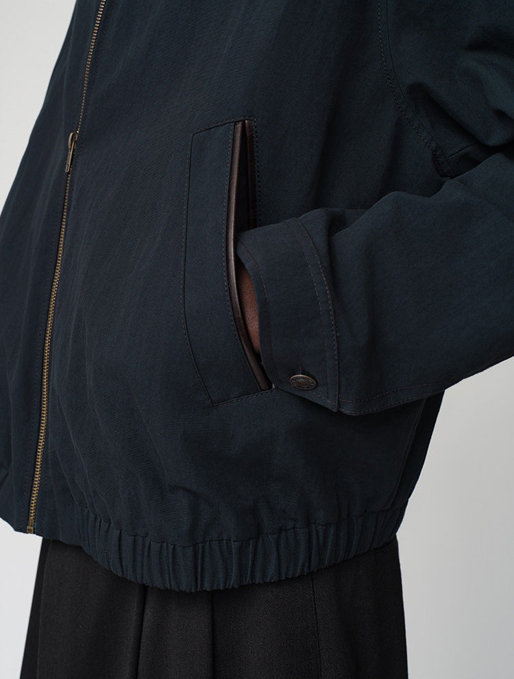 Leather Collar Relaxed Casual Jacket