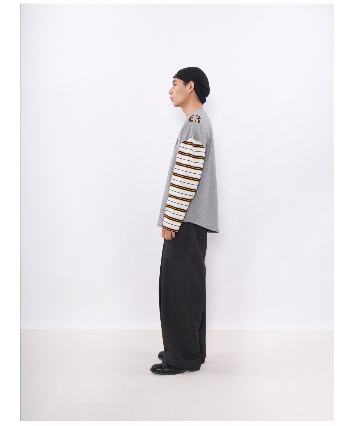 Printed Drop-Shoulder Striped T-Shirt