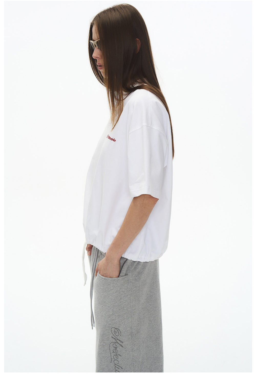 Drawstring V-neck T-shirt