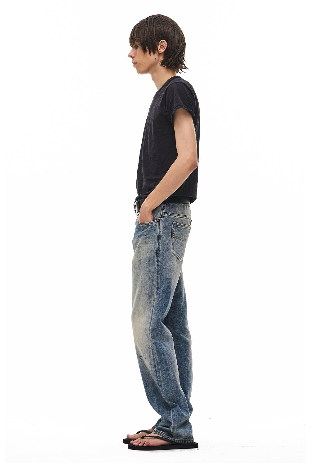 Vintage-Wash Slightly Flared Jeans